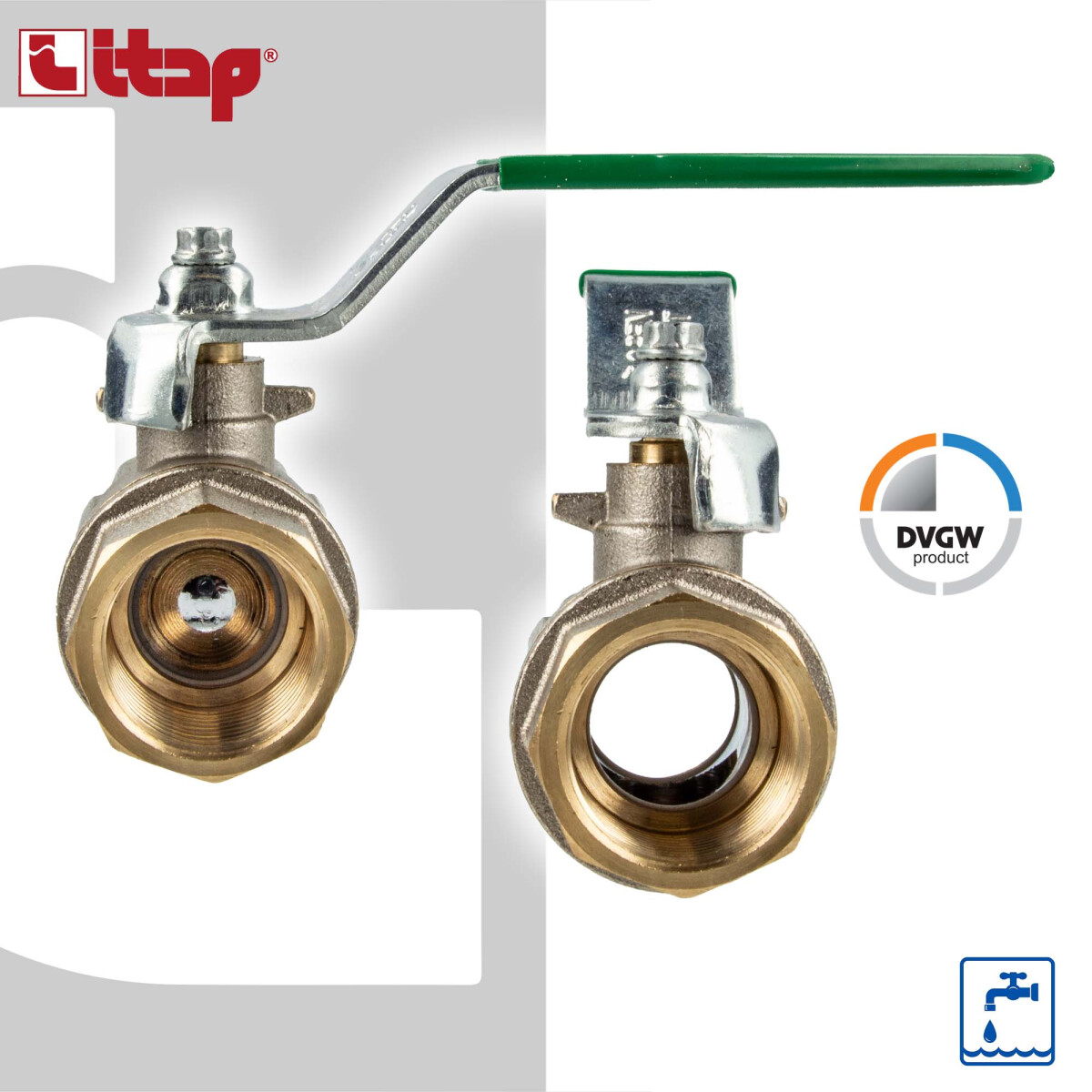 Messing Trinkwasser Kugelhahn mit Hebelgriff IG x AG DN 15 (1/2 Messing Trinkwasser Kugelhahn mit Hebelgriff IG x AG DN 15 (1/2