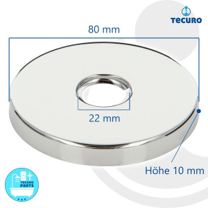 tecuro Gewinderosette (1/2) Ø 22 mm x Ø 80 mm x Höhe 10 mm, Messing verchromt