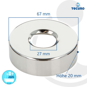 tecuro Gewinderosette (3/4) Ø 27 mm x Ø 67 mm x Höhe 20 mm, Messing verchromt