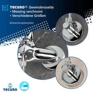 tecuro Gewinderosette (3/4) Ø 27 mm x Ø 67 mm x Höhe 20 mm, Messing verchromt
