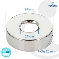 tecuro Gewinderosette (3/4) Ø 27 mm x Ø 67 mm x Höhe 20 mm, Messing verchromt