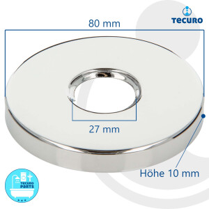 tecuro Gewinderosette (3/4) Ø 27 mm x Ø 80 mm x Höhe 10 mm, Messing verchromt