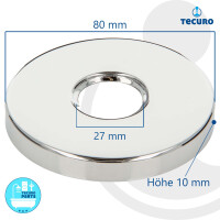 tecuro Gewinderosette (3/4) Ø 27 mm x Ø 80 mm x Höhe 10 mm, Messing verchromt