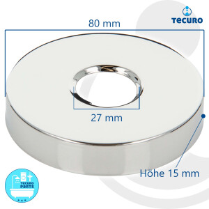 tecuro Gewinderosette (3/4) Ø 27 mm x Ø 80 mm x Höhe 15 mm, Messing verchromt