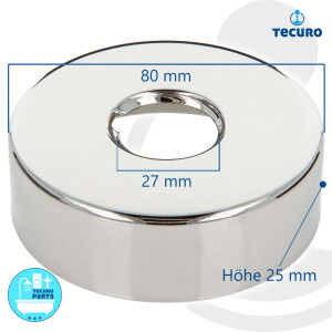 tecuro Gewinderosette (3/4) Ø 27 mm x Ø 80 mm x Höhe 25 mm, Messing verchromt
