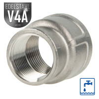 tecuro Reduktionsmuffe Edelstahl V4A (AISI 316), IG/IG 3/4 x 1/2 Zoll