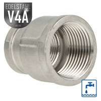 tecuro Reduktionsmuffe Edelstahl V4A (AISI 316), IG/IG 3/4 x 1/2 Zoll