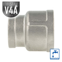 tecuro Reduktionsmuffe Edelstahl V4A (AISI 316), IG/IG 3/4 x 1/2 Zoll