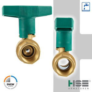 UNIWATER Trinkwasser-Kugelhahn mit ISO-T-Griff beids.Innengewinde Rp 3/4 Zoll (DN 20), Typ 1446