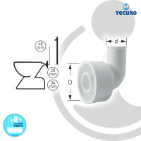 tecuro WC-Spülrohrverbinder - Winkelform - Ø 48/28