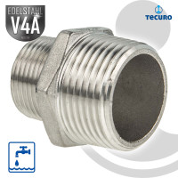 tecuro Reduktions-Doppelnippel Edelstahl V4A (AISI 316), AG/AG - verschiedene Größen