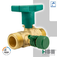 UNIWATER System Kugelhahn mit Entleerung und ISO-T-Griff, beidseitig 1 Zoll AG (DN 20), Typ 1438