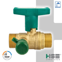 UNIWATER System Kugelhahn mit Entleerung und ISO-T-Griff, beidseitig 1 Zoll AG (DN 20), Typ 1438