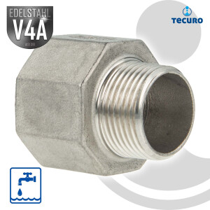 tecuro Reduktions-Muffe Edelstahl V4A (AISI 316), IG x AG...
