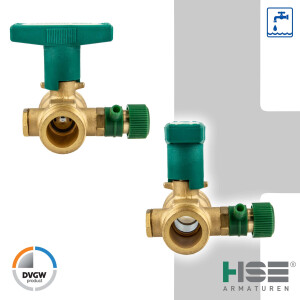 UNIWATER System Kugelhahn mit Entleerung und ISO-T-Griff, beidseitig 1 1/2 Zoll AG (DN 32), Typ 1438