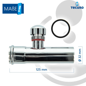 tecuro Verlängerungsrohr 125 mm mit Rohrbelüfter für Siphon Geruchsverschluss, verchromt