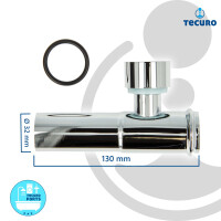 tecuro Verlängerungsrohr 125 mm mit Rohrbelüfter für Siphon Geruchsverschluss, verchromt