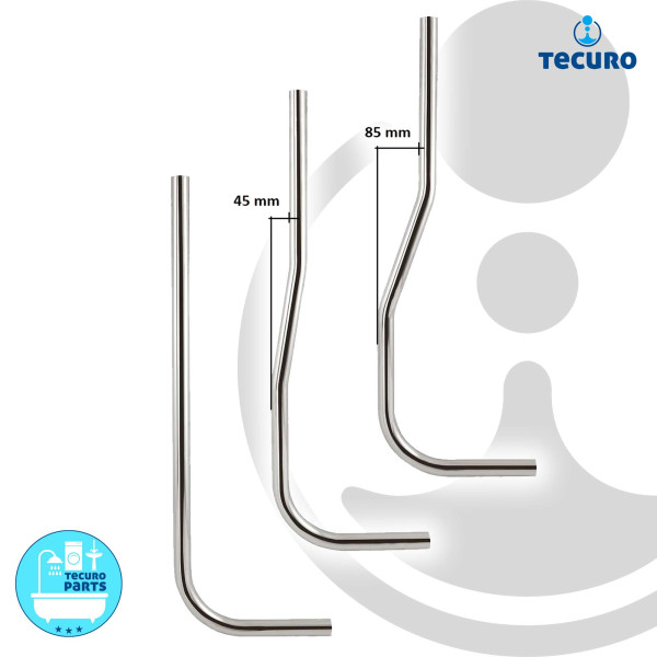 tecuro Spülrohr Ø 28 mm für WC-Druckspüler - Messing verchromt