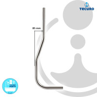 tecuro Spülrohr Ø 28 mm für WC-Druckspüler - Messing verchromt 600 x 200, 85 mm gekröpft