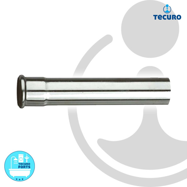 tecuro Spülrohrverlängerung Ø 28 mm für WC-Druckspüler 250 mm, mit Gummi-O-Ring, Messing verchromt