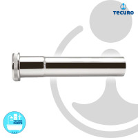 tecuro Spülrohrverlängerung Ø 28 mm für WC-Druckspüler 250 mm, mit Rändelmutter, Messing verchromt