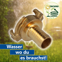 tecuro Schnellkupplung mit 1/2 Zoll (13 mm) Schlauchstutzen-Schlauchstück - Messing blank