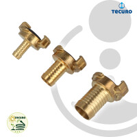 tecuro Schnellkupplung mit 1/2 Zoll (13 mm) Schlauchstutzen-Schlauchstück - Messing blank