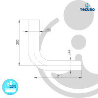 tecuro Spülbogen für WC-Spülkasten - PVC weiß Höhe: 200 mm x Länge: 210 mm