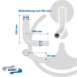 SANIT Spülbogen - 40 mm links versetzt - für WC-Spülkasten - PVC weiß