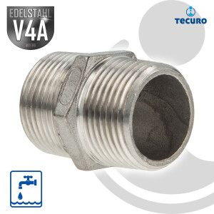 tecuro Doppelnippel Edelstahl V4A (AISI 316), AG/AG 1 1/2...