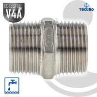tecuro Doppelnippel Edelstahl V4A (AISI 316), AG/AG 1 1/2 Zoll