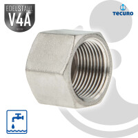 tecuro Kappe mit Mehrkant Edelstahl V4A (AISI 316), IG 1/4 Zoll