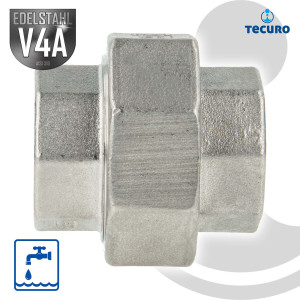 tecuro Verschraubung flach dichtend Edelstahl V4A (AISI 316), IG/IG - verschiedene Größen