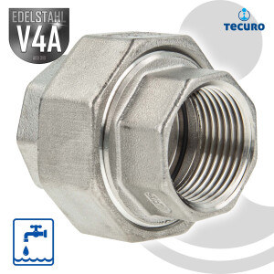tecuro Verschraubung flach dichtend Edelstahl V4A (AISI...