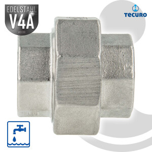 tecuro Verschraubung flach dichtend Edelstahl V4A (AISI 316), IG/IG 1 Zoll