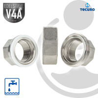 tecuro Verschraubung flach dichtend Edelstahl V4A (AISI 316), IG/IG 1 Zoll