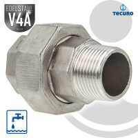 tecuro Verschraubung flach dichtend Edelstahl V4A (AISI 316), IG x AG 1 Zoll