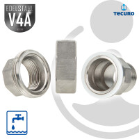 tecuro Verschraubung flach dichtend Edelstahl V4A (AISI 316), IG x AG 1 1/4 Zoll