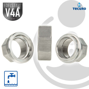 tecuro Verschraubung konisch dichtend Edelstahl V4A (AISI 316), IG/IG 2 Zoll