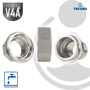 tecuro Verschraubung konisch dichtend Edelstahl V4A (AISI 316), IG x AG 1 Zoll