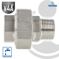 tecuro Verschraubung konisch dichtend Edelstahl V4A (AISI 316), IG x AG 1 Zoll