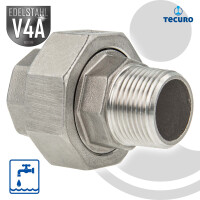 tecuro Verschraubung konisch dichtend Edelstahl V4A (AISI 316), IG x AG 1 1/4 Zoll