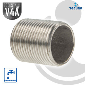 tecuro Gewindenippel Edelstahl V4A (AISI 316), AG/AG 3/4...