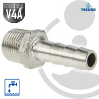 tecuro Schlauchnippel/Schlauchstutzen Edelstahl V4A (AISI 316), AG 1/8 Zoll x 7 mm