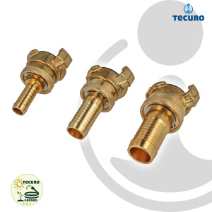 tecuro Schnellkupplung mit 3/4 Zoll (19 mm) Stutzen für Saugleitung - Messing blank