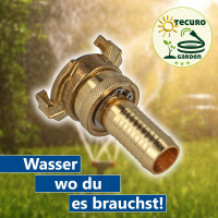 tecuro Schnellkupplung mit 1 1/4 (5/4) Zoll (32 mm) Stutzen für Saugleitung - Messing blank