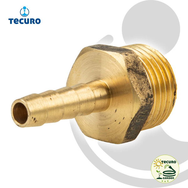 tecuro Sauger Schlauchstutzen-Schlauchtülle Ø 7 mm x Außengewinde G 1/2 Zoll - Messing blank