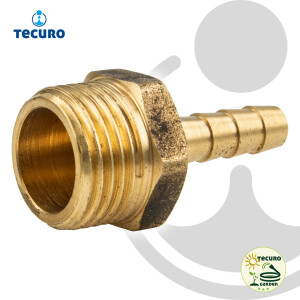 tecuro Sauger Schlauchstutzen-Schlauchtülle Ø 7 mm x Außengewinde G 1/2 Zoll - Messing blank