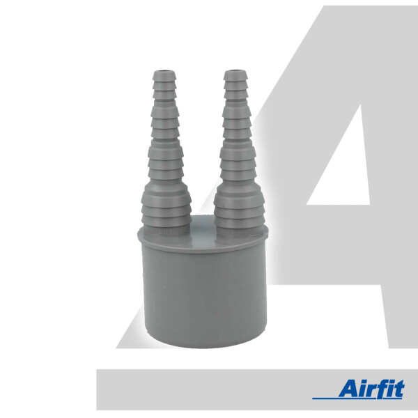 Doppel-Schlauchnippel DN 50 für Schlauch von 8 bis 19 mm - KS-grau