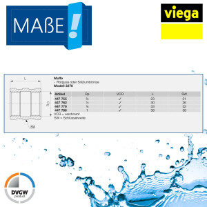 Viega Rotguss Doppel-Muffe IG/IG - 1 1/2 Zoll - Typ 3270